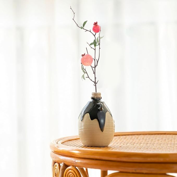 VICASKY Realistic Faux Pomegranate Branches Pink Stems for Home Office Decor Versatile Artificial Plants for Wedding Arrangements and Commercial Display Accent