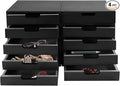4-piece Drawer Cabinet, Organizer Sorter Container Keeper Unit Storage Box Stackable Chest Divider Shelf System with 10 Drawers & 4 Stackable Units for Home Office Study Room Dorm Bedroom(Black)