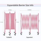 GYMTIME Expandable Metal Barricade, Flexible Mobile Safety Barrier, Folding Security Gate with Casters, Adjustable Traffic Temporary Fence for School, Shopping Mall, 16 Feet, Pale Pink