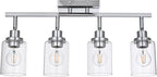 4-Light Track Lighting Kit Ceiling Kitchen Track Lighting Fixtures Chrome Bathroom Vanity Wall Lights with Clear Glass Multi-Directional Rotating Tracking Light Heads Spotlight for Accent Shop
