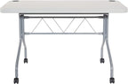 Office Star Resin Multipurpose Flip Training Table with Locking Casters for Home or Office, 4 Feet Light Gray