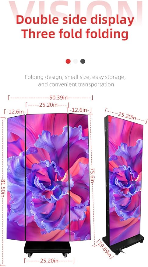 LED Digital Signage Display (P1.25Spliceable LED Poster Screen, with Publishing System, Foldable Advertising Display Kiosk, Suitable for Events and Rental Scenarios, Supports WiFi/USB/HDMI)(90in-)