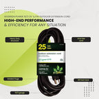 Go Green Power Inc. 16/3 25ft Black Outdoor Extension Cord - Reliable, Heavy Duty - Ideal for Outdoor Tools & Equipment - GG-13725BK