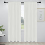 Easy-Going Rod Pocket Blackout Curtains for Bedroom, Room Darkening Window Curtains for Living Room, Thermal Insulated Noise Reduction Solid Window Drapes, 2 Panels(34x84 in, Ivory)