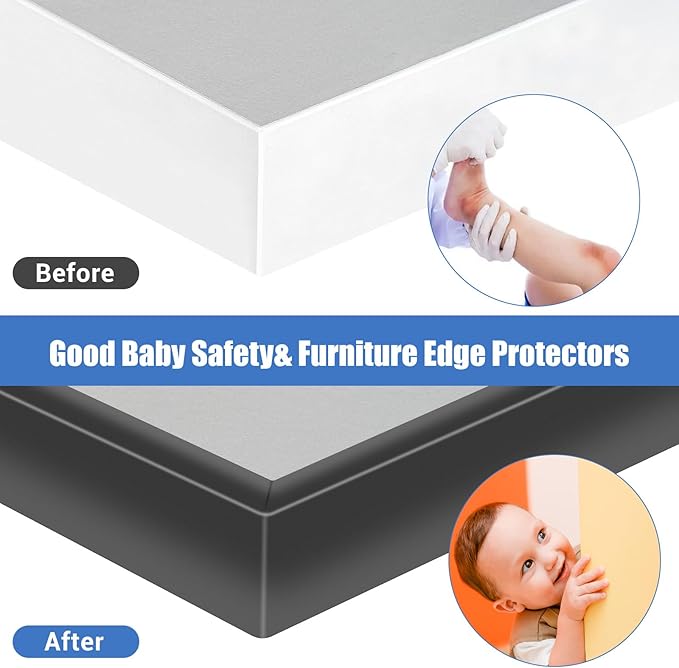 Rubber Edge Trim, 2 inches Self-Adhesive U Channel Edge Protector for Woods, Flexible U Shaped Peel and Stick Edge Banding, Furniture Edge Guard, Fit 2"(50mm), 10Ft, Black