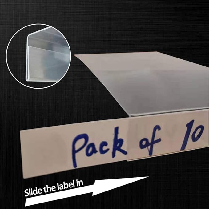 Moveable Shelf Label Holders 0.75'' x 5'', Pack of 10