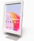 TABcare Anti-Theft Acrylic Case with 360 Rotate 180 Swivel Metal Desktop Stand & 90-Degree USB C Cable for Samsung Galaxy TAB S7/S8/S9/S11 11, S9/S10 FE 10.9 Tablet (White)