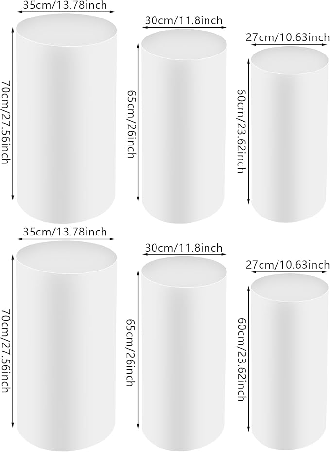 6Pcs Metal Pedestal Stand for Party, Large White Cake Stand, Pedestal Display Plinth Pillars for Wedding Ceremony Birthday Party Art Decor, Column Decorative Cube for Wedding Dessert Table Display