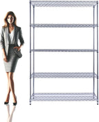 NSF Commercial 5-Tier Wire Shelving with Wheels, 48"x24"x72" Heavy Duty Metal Shelves 4000 lbs Max Capacity, Chrome Storage Rack for Garage Kitchen Pantry Warehouse