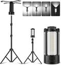 CORESLUX 10400mAh Rechargeable Camping Lights with Stand, 6000K Portable Work Light with 4 LED Lamp Heads, Magnetic Work Light Camping Essentials for Outdoor Work, Garage, Camping, Fishing