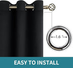 BGment Blackout Curtains - Grommet Thermal Insulated Room Darkening Bedroom and Living Room Curtains, Set of 2 Panels (52 x 120 Inch, Black)