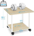 MARTY 22"x15.75" Large Under Desk Printer Stand with Storage Shelf 2-Tier Rolling Printer Cart with Wheels Printer Table for Home Office Heavy Duty Storage Rack for Scanner Fax Machine, Maple