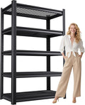 81”H*46”W Garage Shelving Heavy Duty Storage Shelves, 5-Tier Metal Adjustable Shelving Unit, 3000LBS Utility Garage Organizer Shelf Rack for Pantry, Kitchen, Warehouse, Black