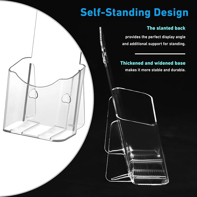 Acrylic Brochure Holder 4x9 Inches Slant Back Design, Clear Display Stand, Plastic Table Stand Sign Holder,Pamphlet Holder Flyer Holder,Display Stand,Table Signs Plastic Paper Holder for Office, Home, Store, 2 Pack