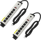 CCCEI 2 of 12 Gauge Heavy Duty Power Strip Surge Protector 4800J, 20 Amp 6 Plug Industrial Shop Garage Metal Multiple Outlet, 6FT Extension Cord 5-15P Adapter High Amp 6-20R T-Slot 20a for Appliance.