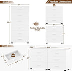 Aheaplus Closet Drawers Set of 2, Wood Closet Organizers and Storage with 3 Drawers, Closet Drawers Organizer System, Nightstands Bedside End Table with 3 Drawers Storage for Bedroom, White