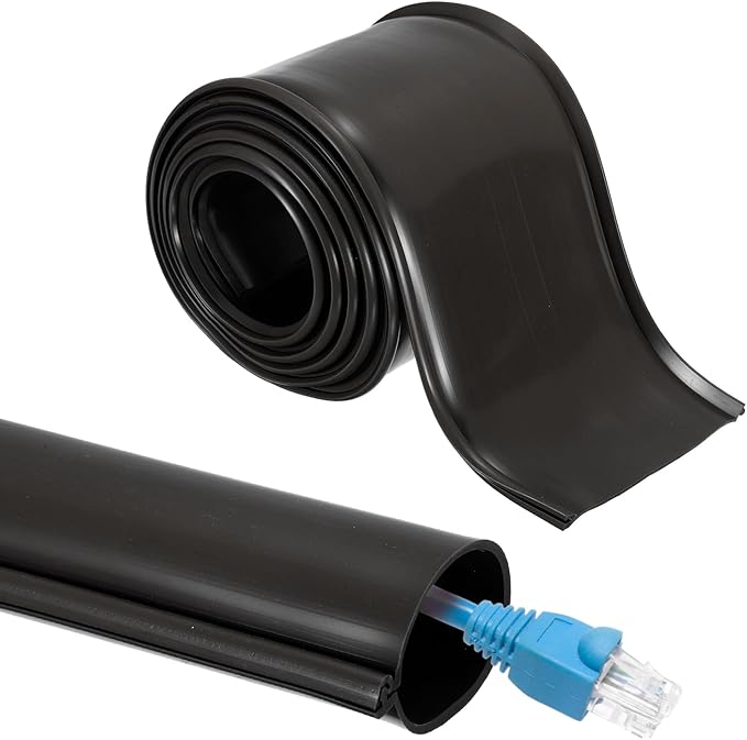 MECCANIXITY 6.6ft Cable Management Sleeve, 1.6 Inch ID Flexible Cord Wires Hider Cover Insulation Snap-fit Protector for Substation, High-Voltage Electrical Networks, Black