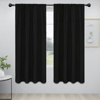 Easy-Going Rod Pocket Blackout Curtains for Bedroom, Room Darkening Window Curtains for Living Room, Thermal Insulated Noise Reduction Solid Window Drapes, 2 Panels(42x72 in, Black)