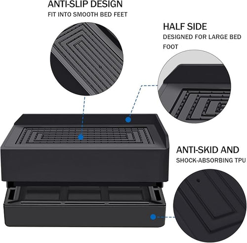 1.5 inch Furniture Risers, Rectangle Adjustable Risers Blocks for Bed Sofa Table and Couch Lifting,Heavy Duty Support Up to 1,300 Lbs (4 Pack-Black)