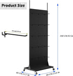 Metal Pegboard Panels - Double Sided Peg Board Shelving with 30 Hooks,63x23x15 in,Portable Peg Board Organizer for DIY, Kitchen Decoration,Mobile Phone Shop/Black