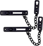 2 Pack Door Chain Lock, KINJOEK Stainless Steel Security Chain Guard with Spring Anti Theft Press Lock, Heavy Duty Polished Door Latch with Screws, Black