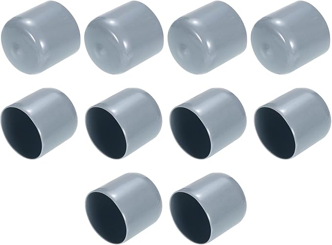 uxcell 10pcs Rubber End Caps 32mm(1.3") ID Vinyl Round End Cap Cover Screw Thread Protectors Grey
