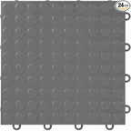 FlooringInc's Nitro 12"x12" Snap-Together Garage Flooring Tiles, Non-Slip Interlocking Plastic Garage Floor Mat, Garage Organization & Garage Storage, Coin Pattern, Graphite, 24 Tiles, 24 Sq/Ft