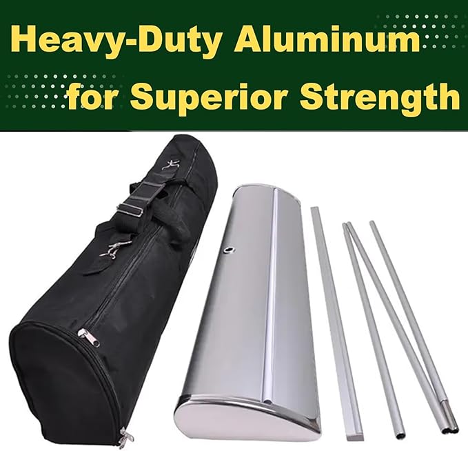 Custom Banner Pop up Banner Aluminum Deluxe Retractable Banner-Made in USA-33"x81" with Stand Roll up Banner for Business, Trade Shows, Stores, Advertising, Events