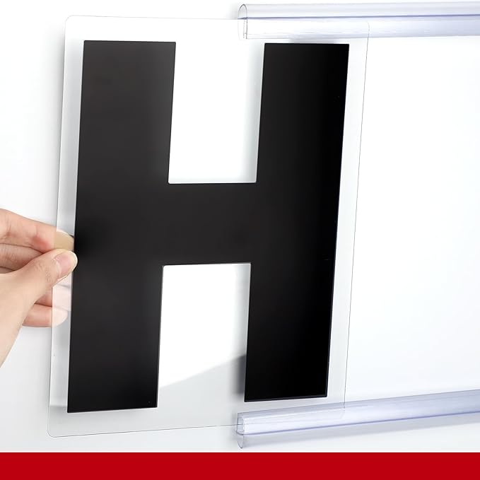 Leinuosen 300 Pcs Sign Letter Printed on Marquee Flexible Outdoor Black Portable Sign Board Plastic Changeable Letters and Numbers Punctuation Acrylic Numbers(8'', 9'')