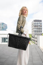 reisenthel carrybag glossy dots black - Sturdy shopping basket with plenty of storage space and practical inner pocket - Elegant and water-repellent design