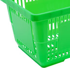 12 Pack Commercial Shopping Baskets - 28L Black/Yellow/Green Nesting Stackable Bins with Invisible Handle for Retail, Supermarket, Warehouse Durable Store Basket (Green)