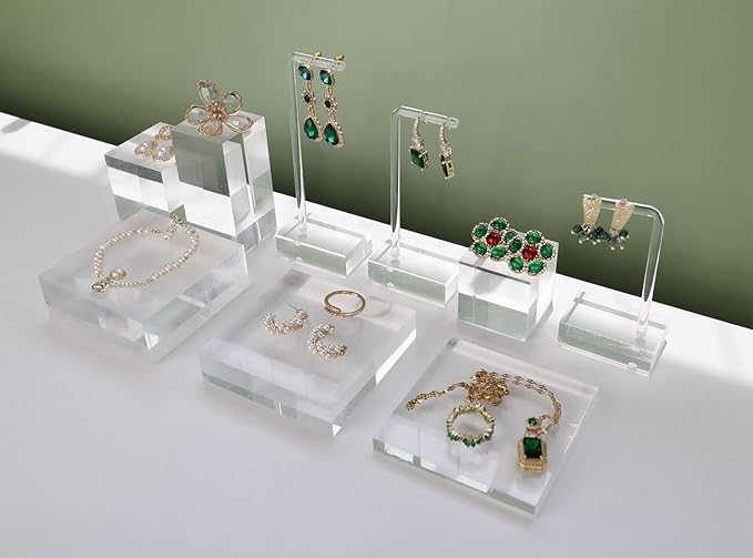 GemeShou 3pcs clear earring stand jewelry display for show, acrylic earring holder hanger for women, small earring jewelry display for selling Photo【Acrylic Earring L Stand-3pcs 】
