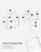 VASAGLE 2-Drawer File Cabinet, Locking Filing Cabinet for Home Office, Small Rolling Printer Stand, A4, Letter-Size Hanging Files, Assembly Required, White ULCD027T46V2
