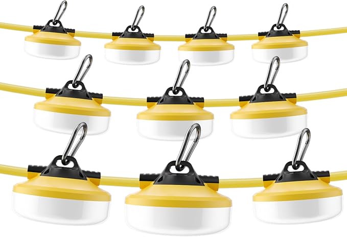 LED Construction String Lights 100FT, 3 Prong, 10000 LM, 5000K LED String Work Lights, 100W Temporary Lighting for Job Site Outdoor Indoor, IP65 Waterproof Temporary Construction Lights, ETL Listed