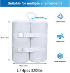 Extra Large 320 lbs White Sandbags Weight Bags for Pop up Canopy Tent, 1680D Heavy Duty Leg Weights Sand Bags Perfectly Matched with White Canopy/Gazebo/Patio Umbrellas, Set of 4