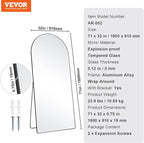 VEVOR Full Length Mirror, 71'' x 32'' Large Black Arched Floor Mirror with Stand Aluminum Alloy Frame, Free Leaning Hanging Wall Mounted, Full Body Mirror for Bedroom Living Room