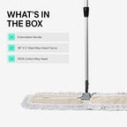 Commercial Dust Mop – 36 Inch Floor Sweeper for Hardwood, Reusable Cotton Mop Head, Extendable Handle, Dry Mop for Floor Cleaning & Janitorial Supplies