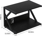aboxoo Desktop Printer Stand with 2 Tier Wood Storage Shelves,Under Desk Printer Table,Multi-Purpose Home Office Desk Organizer for Fax Machine, Scanner (Black)