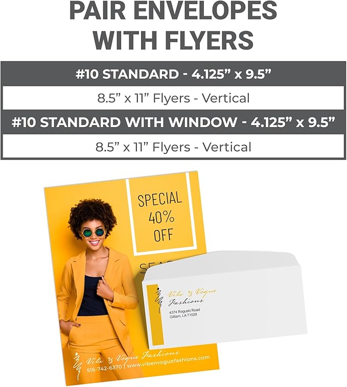 GotPrint Custom Envelopes with Logo, Full Color | #10 Standard Envelope for Mailers| Upload Business Design, Add Text or Logo, Full Color | Print Personalized 4.125x9.5, 25Qty