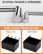 INCLY 170PCS 1/4 Inch Pegboard Hooks Kit, Extra Thick Heavy Duty Peg Board Organizer Accessories Assortment with Pegboard Bins & Peg Lock for Only 1/4" Pegboard Hanging Tools Garage Wall Attachment