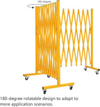 GYMTIME Metal Expandable Barricade, Portable Safety Barrier with Casters, Mobile Folding Scissor Gate, Aluminum Retractable Fence for Indoor Outdoors, 0-180 Degree Rotating, 23.6 Feet, Yellow