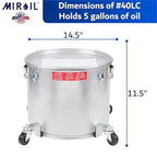 MirOil Oil Disposal Caddy with Caster Wheels (5 Gallon) – Heavy-Duty Steel Filter Pot and Lid Lockfor Commercial Kitchen 35 LB Disposal Storage - Grease Container for Kitchen - Model #40LC