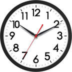 AKCISOT Wall Clock 10 Inch Silent Non-Ticking Modern Clocks Battery Operated - Analog Small Classic for Office, Home, Bathroom, Kitchen, Bedroom, School, Living Room(Black)