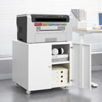 Print Mobile Printer Stand, Rolling Filing Cabinet, Lateral Office Filing Cabinet fits A4 or Letter Size for Home Office (White, H23.62)