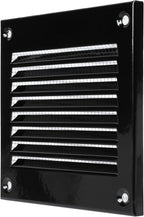 Repa Market 5-Pack 4x4 Inch Air Vent Cover/Black Galvanized Steel Louvered Grill Cover with Mesh Screen/Wall or Ceiling Vent/Durable Flush Mount HVAC Register for Indoor and Outdoor Ventilation
