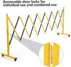 Expandable Metal Barricade Gate, 11FT Folding Security Gate with Wheels, Heavy-Duty Expandable Mobile Barricade for Construction Site, Industrial Traffic Control, Crowd Management & Garage Safety