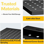 Peg Board,4 Pack Metal Pegboard Panels,Black Pegboard Wall Organizer,16"x12" Heavy Duty Peg Boards for Walls,Tools,Garage,Office,Kitchen