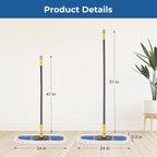 24" Dust for Floor Cleaning, Large Areas Floor Duster with 2 Cotton Reusable Pads, Wet Dry Mop for Hardwood Floors, Marble, Laminate, Tile, Concrete, Garage