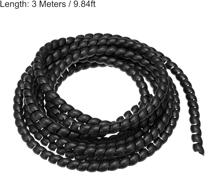 uxcell Flexible Spiral Cable Wrap Wire Cord Wraps Management Sleeve 8mm x 10mm Computer Wire Manage Cord 3 Meters Length Black