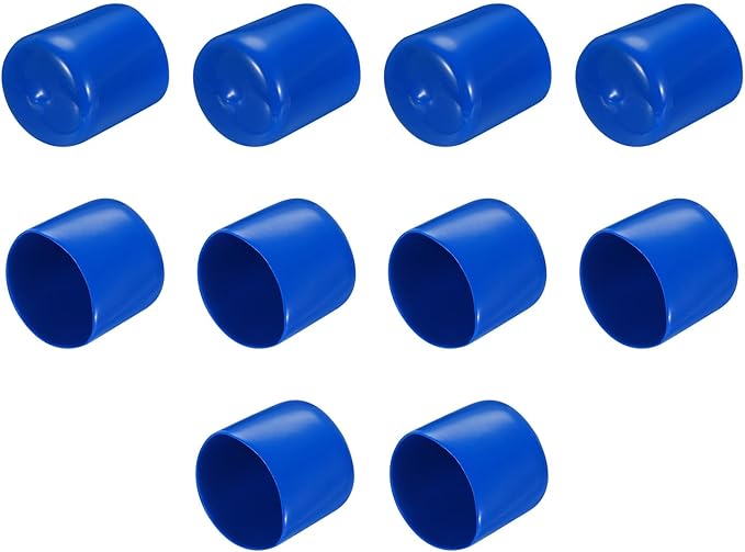 uxcell 10pcs Rubber End Caps 32mm ID Vinyl Round End Cap Cover Screw Thread Protectors Blue